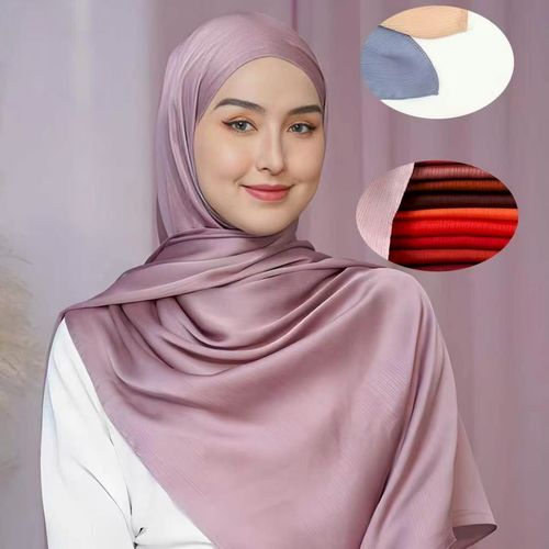 New Malaysian and Indonesian natural wrinkle monochrome long scarf, chiffon breathable women's satin headscarf