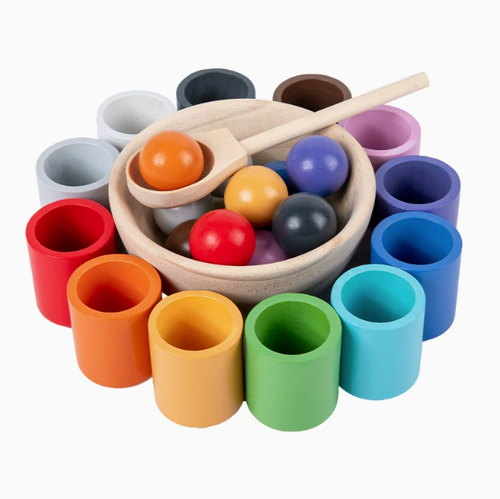 Montessori material wooden sorting machine game, new preschool range pastel set, counting ball cup, colored sorting ball pot box