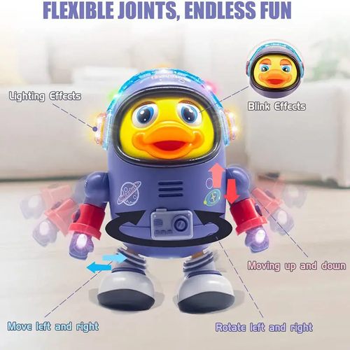 Dancing Space Duck: A Dynamic Musical Light-Up Electric Toy That Walks and Wiggles Left and Right, Suitable for Both Adults and Children