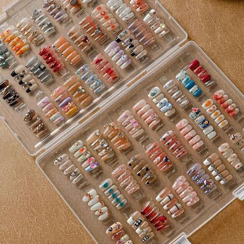 1Pc Dustproof Large Capacity Nail Art Storage Box Wearable Nail Patch Display Board Box Transparent Plastic Organizer for 480pcs