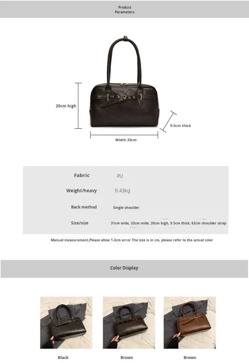 New Women's Retro Large Capacity Boston Pillow Bag Fashion Underarm and Shoulder Bag Spring Summer Portable Commuter