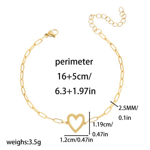 New style double-layer heart-shaped bracelet minimalist gold-colored adjustable in size