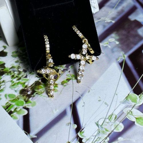 Fashion Jewelry Cross Drop Earrings High Quality Earrings Sparkling Zircon Crown Pendant Hoop Earrings