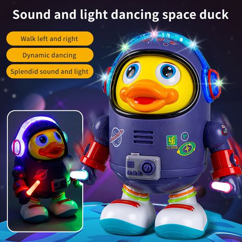 Dancing Space Duck: A Dynamic Musical Light-Up Electric Toy That Walks and Wiggles Left and Right, Suitable for Both Adults and Children