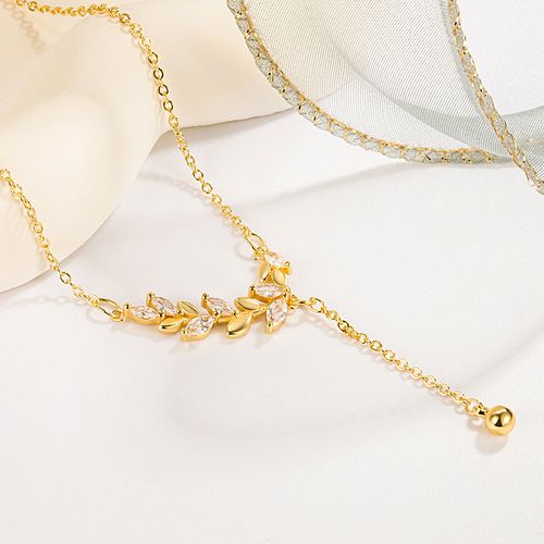 New Style High-End Wheat Ear Necklace for Women - Minimalist Design, Exquisite Leaf Tassel, Elegant Collarbone Chain, Light Luxury Style