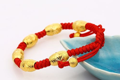 Braided gold bead luck - bringing bead bracelet, red - cord sand - gold bead braided bracelet, jewelry accessories