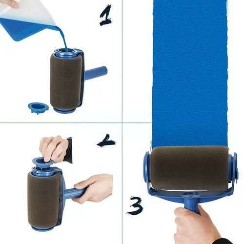 New Style Seamless Sponge Product: Lacquered Flocked Roller Brush 6-in-1 Multifunctional Paint Brush Set