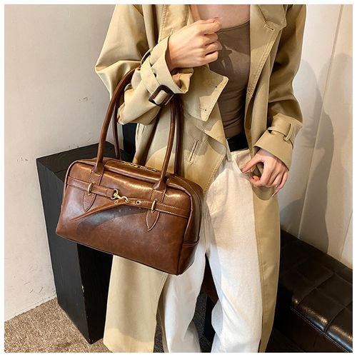 New Women's Retro Large Capacity Boston Pillow Bag Fashion Underarm and Shoulder Bag Spring Summer Portable Commuter