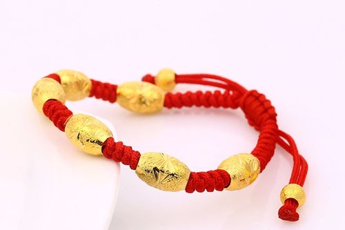 Braided gold bead luck - bringing bead bracelet, red - cord sand - gold bead braided bracelet, jewelry accessories