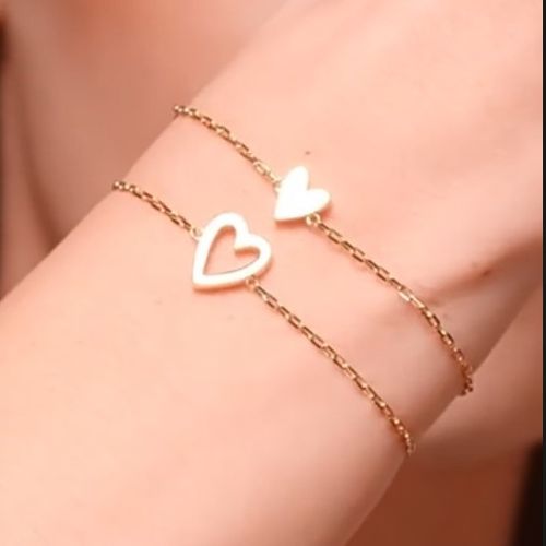 New style double-layer heart-shaped bracelet minimalist gold-colored adjustable in size