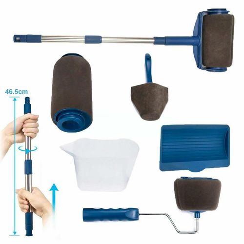 New Style Seamless Sponge Product: Lacquered Flocked Roller Brush 6-in-1 Multifunctional Paint Brush Set