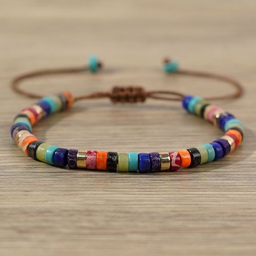 Boho 7 Chakra Rainbow 4mm Natural Stone Beads Dainty Bracelet | Ethnic Tibetan Multi Colors Gemstone Bracelet Jewelry