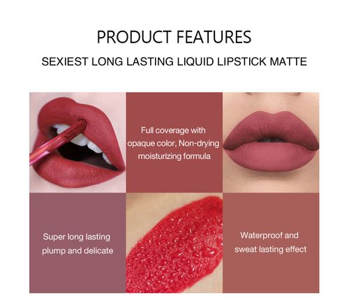 Matte Lip Gloss Set 6-piece - Long-lasting waterproof non-fading and non-staining