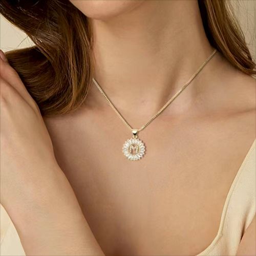 14K Gold-Plated Initial Pendant Necklace with Zircon Gemstones a Stylish Accessory for Men and Women Perfect for Parties Birthdays and Personalized Gifting