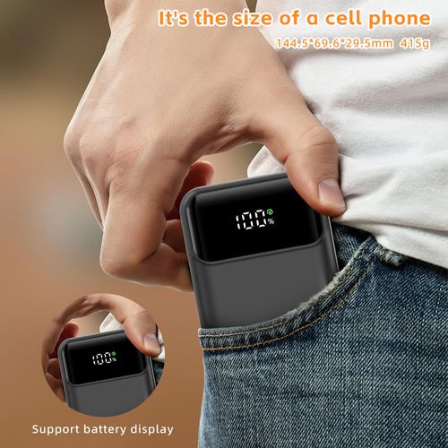 20000mAh High Capacity Power Bank With LED Display Portable Battery Charger Fast Charging Power Bank Built in Cables