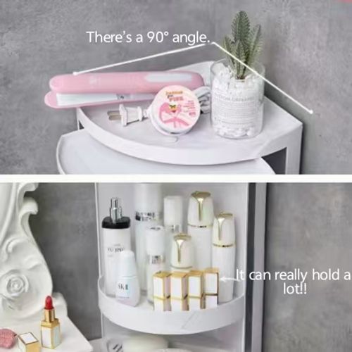 Multi - purpose Rotating Corner Storage Rack For Kitchen & Bathroom Ideal for Spices Seasonings Shower Gel Soap Cosmetics Countertop or Wall - Mounted Triangular Organizer