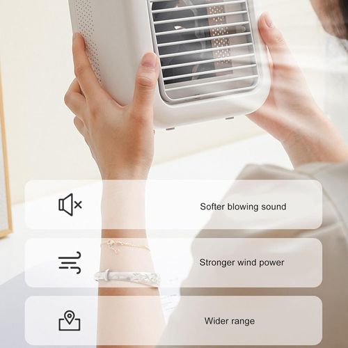 🔥 Portable Mini Air Cooler with Ice Tray & Detachable Handle | USB Rechargeable 2-Speed Desktop Cooling Fan - Humidifying, Dual Power for Home, Office & Outdoor Use (English Version)
