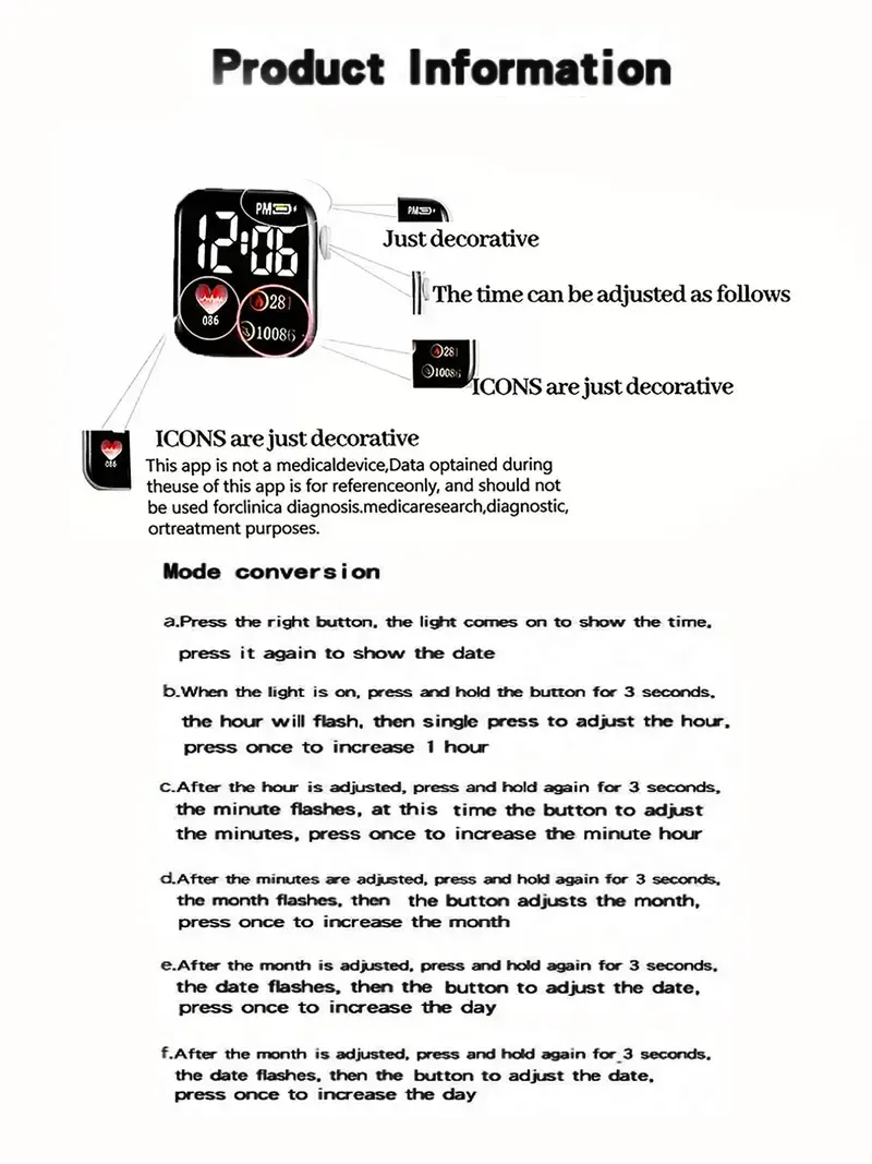 Mother's Day Gift Fashion Digital Watch Set with Belt & Bracelet, Heart-shaped Earrings, Perfect Gift for Children, Ideal for Christmas & Back-to-school Season, Wristwatch, Accessories