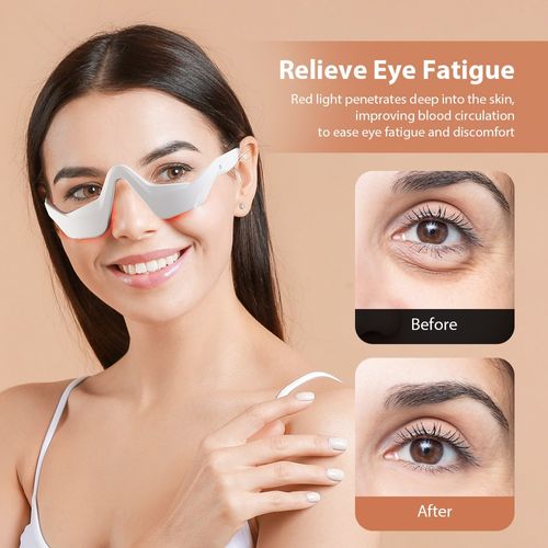 EMS Microcurrent Red Light Eye Massager | Dark Circle & Puffiness Remover Portable Smart Eye Beauty Device | Relieve Eye Strain & Reduce Fine Lines Rechargeable EMS Eye Care Massager | Home Use Anti Aging Eye Therapy Tool