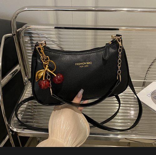 Women's Handbag with Charm & Wallet - Elegant Suitable for Shoulder or Underarm Carry, Zipper Closure, Handbag with Complimentary Wallet, & Charms, Material for Commuting, Shopping, Parties - Gift