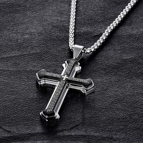 🎁 Cool Stacked Cross Necklace Ideal Mens Gift.