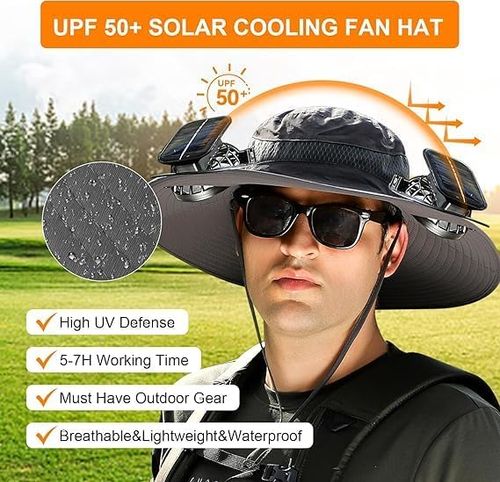 ☀️Solar Fan Bucket Hat UV Protection Outdoor Cooling Cap