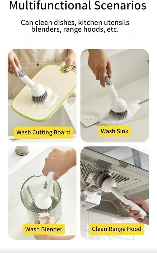 🧼 Rotating Soap Dispensing Dish Brush | Non-Stick | No Scratch ✨