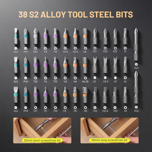 🔧33 in 1 S2 Steel Magnetic Precision Screwdriver Bit Set