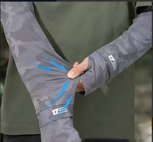 Summer Ice Silk Arm Sleeves with Thumb Hole UV Sun Protection UPF50+ Breathable Elastic Men Women Outdoor Cycling Cooling Arm Cover