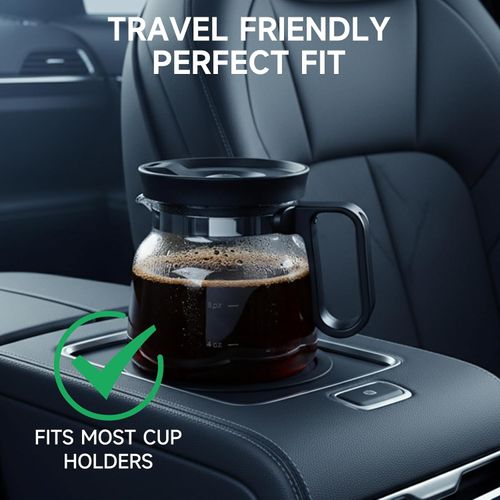 16 Oz Novelty Coffee Pot Mug - Funny Glass Carafe with Handle & Spill-Proof Lid, Unique Coffee Pot Shaped Drink Cup for Coffee Lovers, Dads, Office & Travel