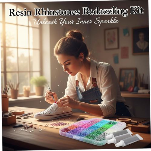 32000Pcs Resin Rhinestones Bedazzling Kit with 3x10ml Glue 0.3cm 40 Colors Crafts