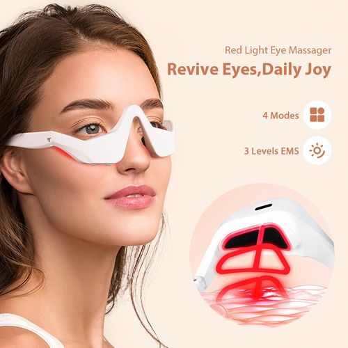 EMS Microcurrent Red Light Eye Massager | Dark Circle & Puffiness Remover Portable Smart Eye Beauty Device | Relieve Eye Strain & Reduce Fine Lines Rechargeable EMS Eye Care Massager | Home Use Anti Aging Eye Therapy Tool