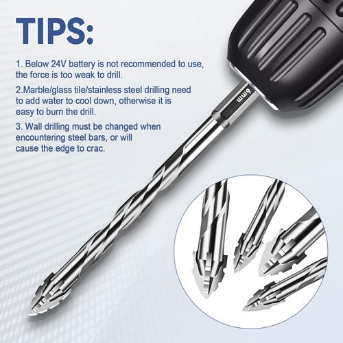 ✨ 6‑Piece Serrated Eccentric Drill Kit Multi‑Size 4‑12mm