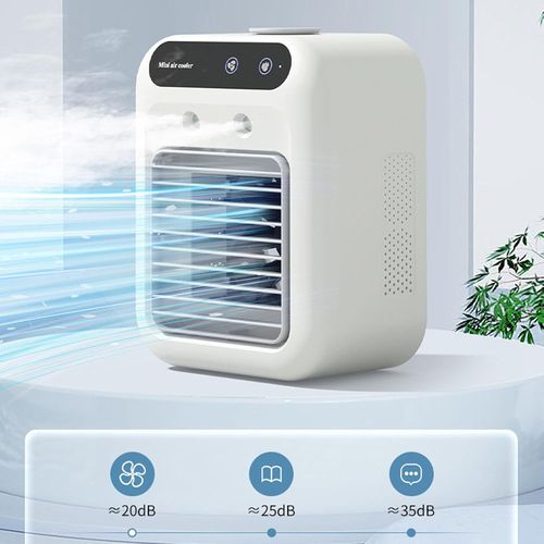 🔥 Portable Mini Air Cooler with Ice Tray & Detachable Handle | USB Rechargeable 2-Speed Desktop Cooling Fan - Humidifying, Dual Power for Home, Office & Outdoor Use (English Version)