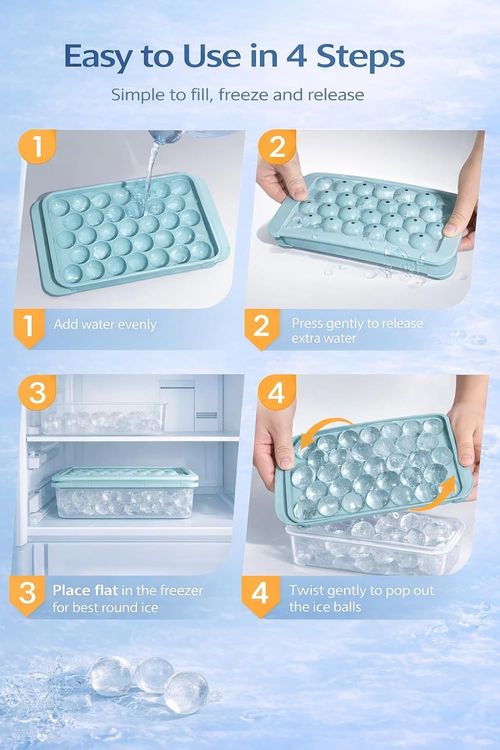 Ice Cube Tray,  Round Ice Cube Molds  Tiny Pebble balls, Crushed Ice Trays for Freezer with Lid, Easy Release Nugget Ice Ball Maker for Chilling Drink, Coffee, and Juice