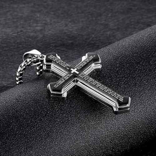 🎁 Cool Stacked Cross Necklace Ideal Mens Gift.