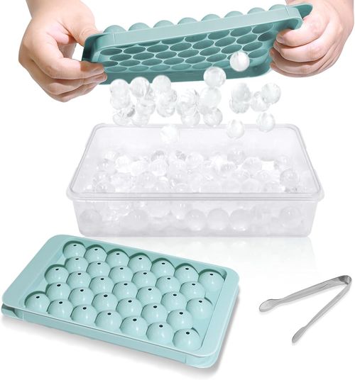 Ice Cube Tray,  Round Ice Cube Molds  Tiny Pebble balls, Crushed Ice Trays for Freezer with Lid, Easy Release Nugget Ice Ball Maker for Chilling Drink, Coffee, and Juice