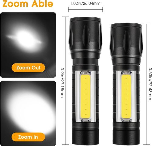 🔦USB Rechargeable LED Flashlight With Side COB Light For Kenya Daily Use