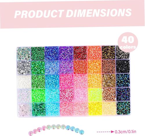 32000Pcs Resin Rhinestones Bedazzling Kit with 3x10ml Glue 0.3cm 40 Colors Crafts