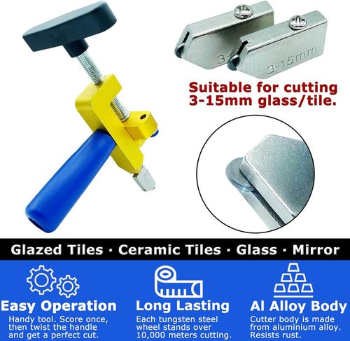 🔪2-in-1 Tile Glass Cutter, Precise Diamond Cutting Tool✨ 🧱Heavy-Duty Tile Breaking Opener for Ceramic & Thick Glass💪
