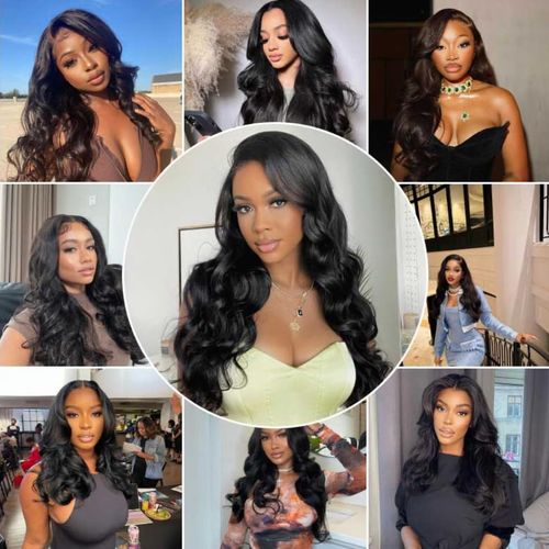 Black Body Wave Synthetic Wig | Heat Resistant High Temperature Fiber | Long Natural Wavy Glueless Wig | Daily Party Hair For All Women Kenya Free Delivery