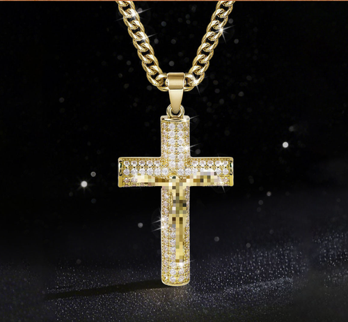 💎Full Paved Crystal Cross Necklace African Youth Trend