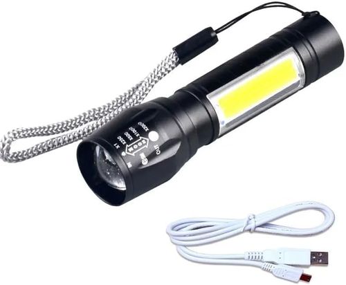🔦USB Rechargeable LED Flashlight With Side COB Light For Kenya Daily Use