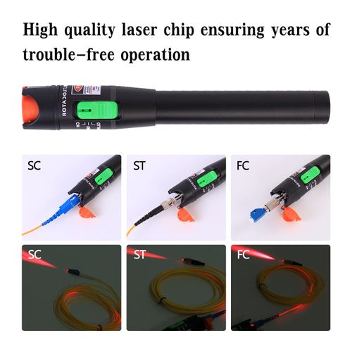 🔴 30MW Metal VFL Visual Fault Locator with FC-LC Adapter 📶 30KM Fiber Optic Red Light Pen For All SC FC LC Cables