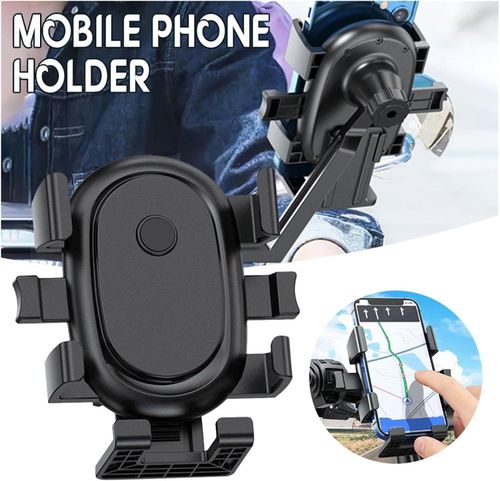 🔥 Shockproof Motorcycle Phone Holder | 6-Point Full Grip Bike Phone Mount | 360° Rotation One Lock Release | All Phones & Bikes Compatible