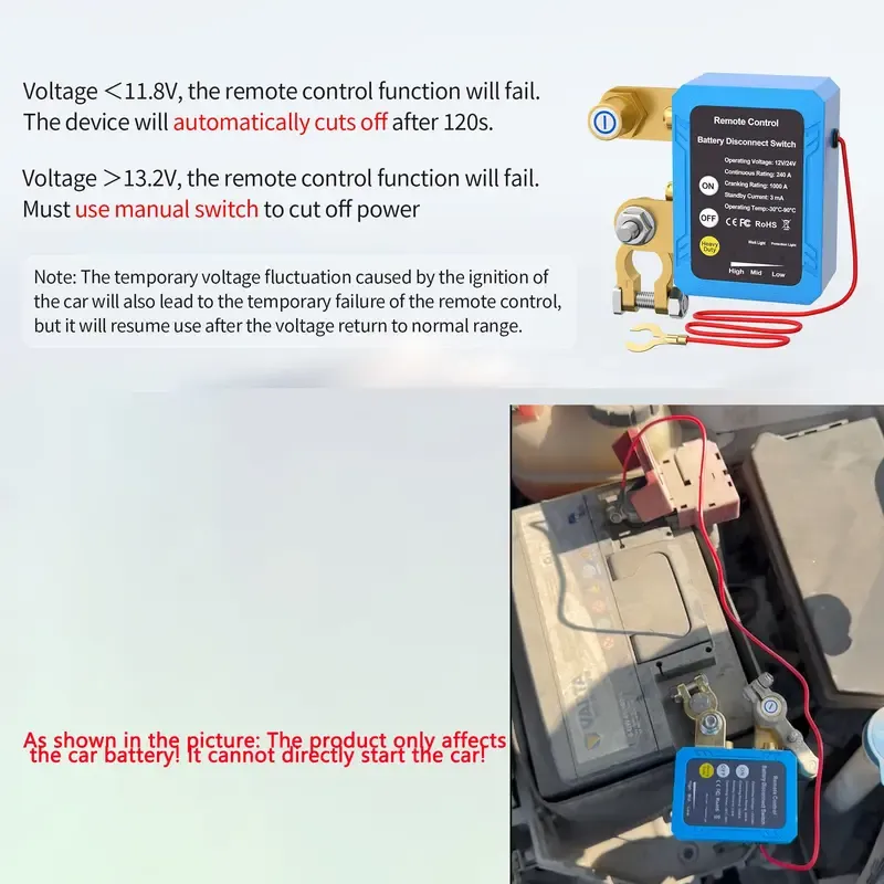 Wireless Remote Car Battery Disconnect Switch With Full Installation Kit 12V Car Battery Isolator Switch Anti Leakage Power Cut Off With Tools Heavy Duty Remote Battery Master Kill Switch Full Accessory Set