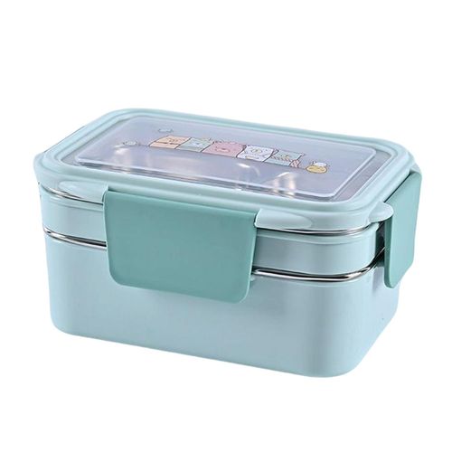 🔥 Blue Stainless Steel Insulated Lunch Box | Double Layer Thermal Bento Box with Compartments - Leak-Proof, Food Grade, Keeps Food Warm for School & Office