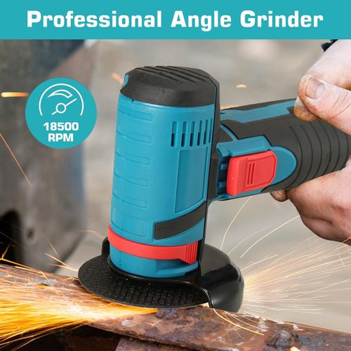 LIROPAU 12V Cordless Angle Grinder with 2 x 1500 mAh Batteries, 2 x Cutting Discs, 1 x Small Wrench and Charger, for Grinding, Cutting, Polishing