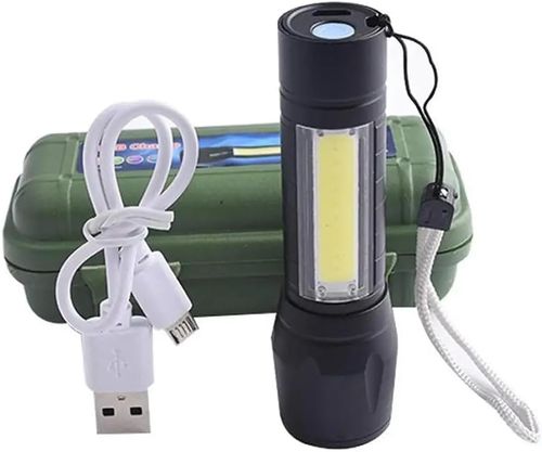 🔦USB Rechargeable LED Flashlight With Side COB Light For Kenya Daily Use