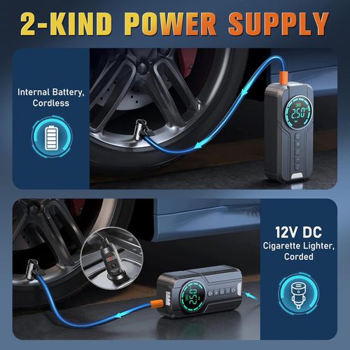 🚗 Cordless Tire Inflator Portable Air Compressor for Cars ⚡ 150PSI Wireless Air Pump Fast Inflation for Vehicles